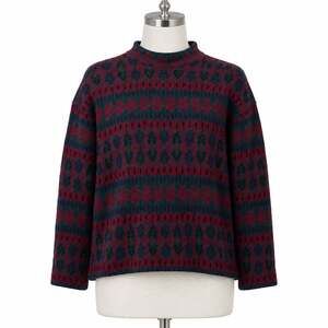 Vintage 80s90’s Forelli Fleece-y Sweater Bold Print Boxy Oversized grandpa core